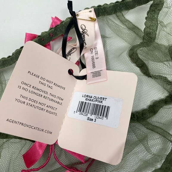 Agent Provocateur Lorna Khaki Pink Ouvert Brief AP3 Medium NWT - Picture 8 of 8